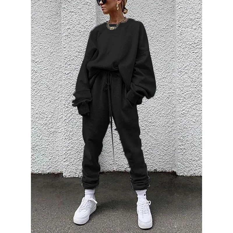 Herbst-Langarmhose für Damen Locker Lässig Einfarbig Bequeme Passform Neuer Stil Anzug – Detail 5