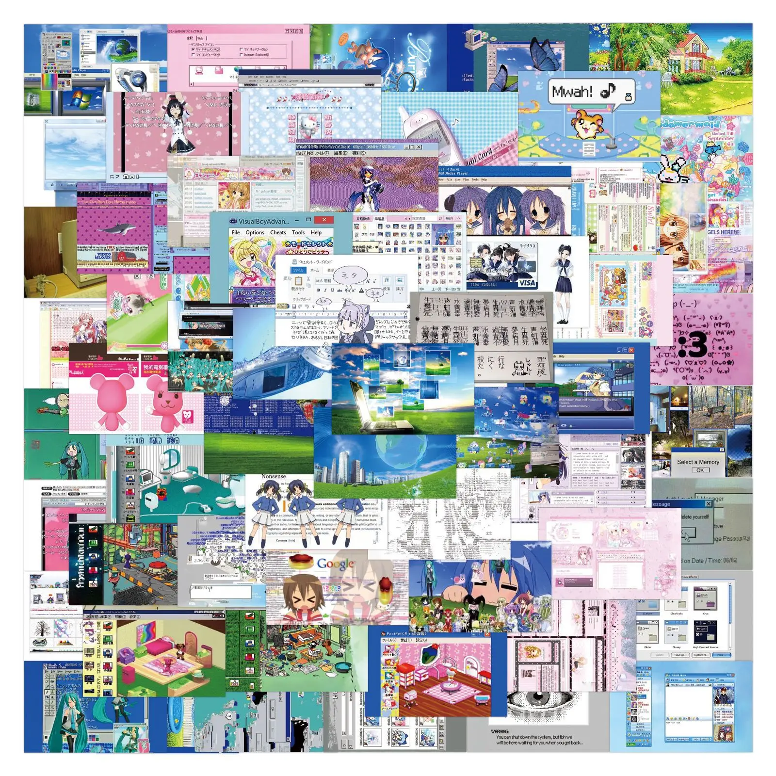 80pcs Cartoon Webcore Doodle Creative Decorative Stationery Hand Account Water Cup Computer Stickers