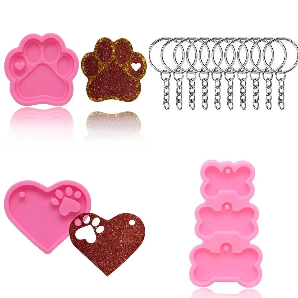 

31BB Dogs Paws Pendants Silicone Molds DIY Crafts Dogs Paws Keychain Casting Mold
