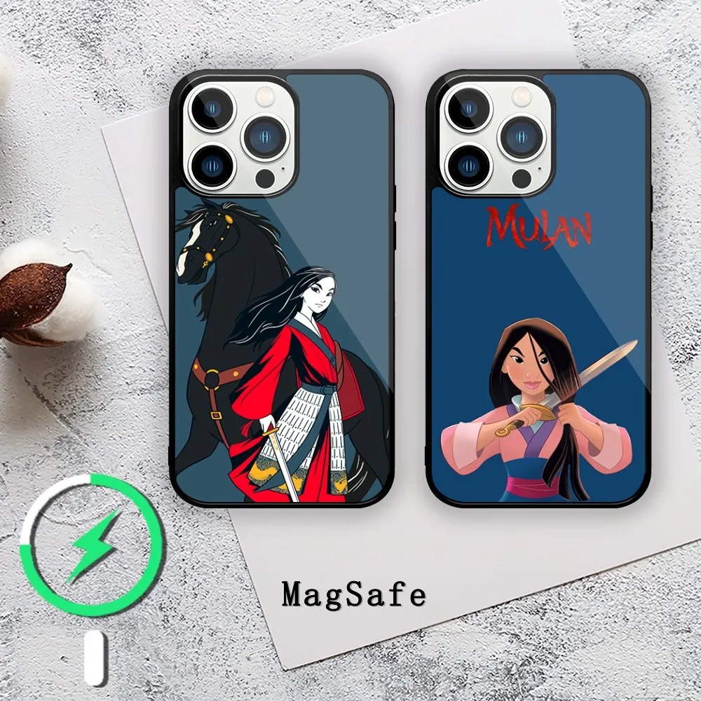 MINISO Disney Mulan Cool Phone Case For iPhone 11 12 13 14 15 Mini Pro XS Max X S Plus XR Magnetic Attraction Shell