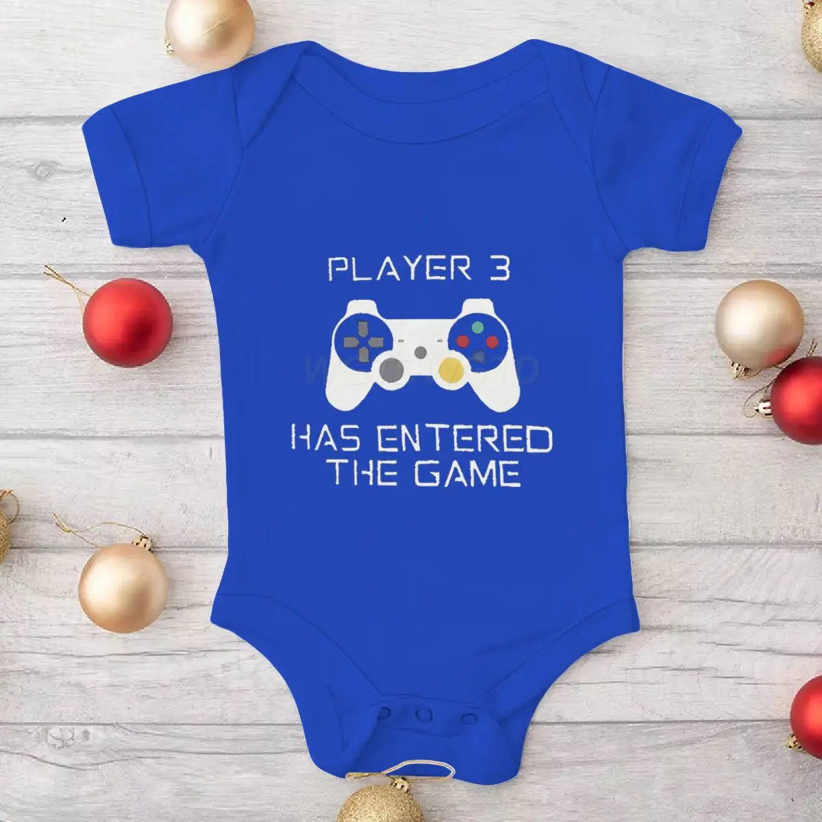 Infant Gamer Bodysuit Baby "Player 3 Has Entered The Game" Onesie Gamer Controller Graphic Bodysuit Casual Short Sleeve Romper