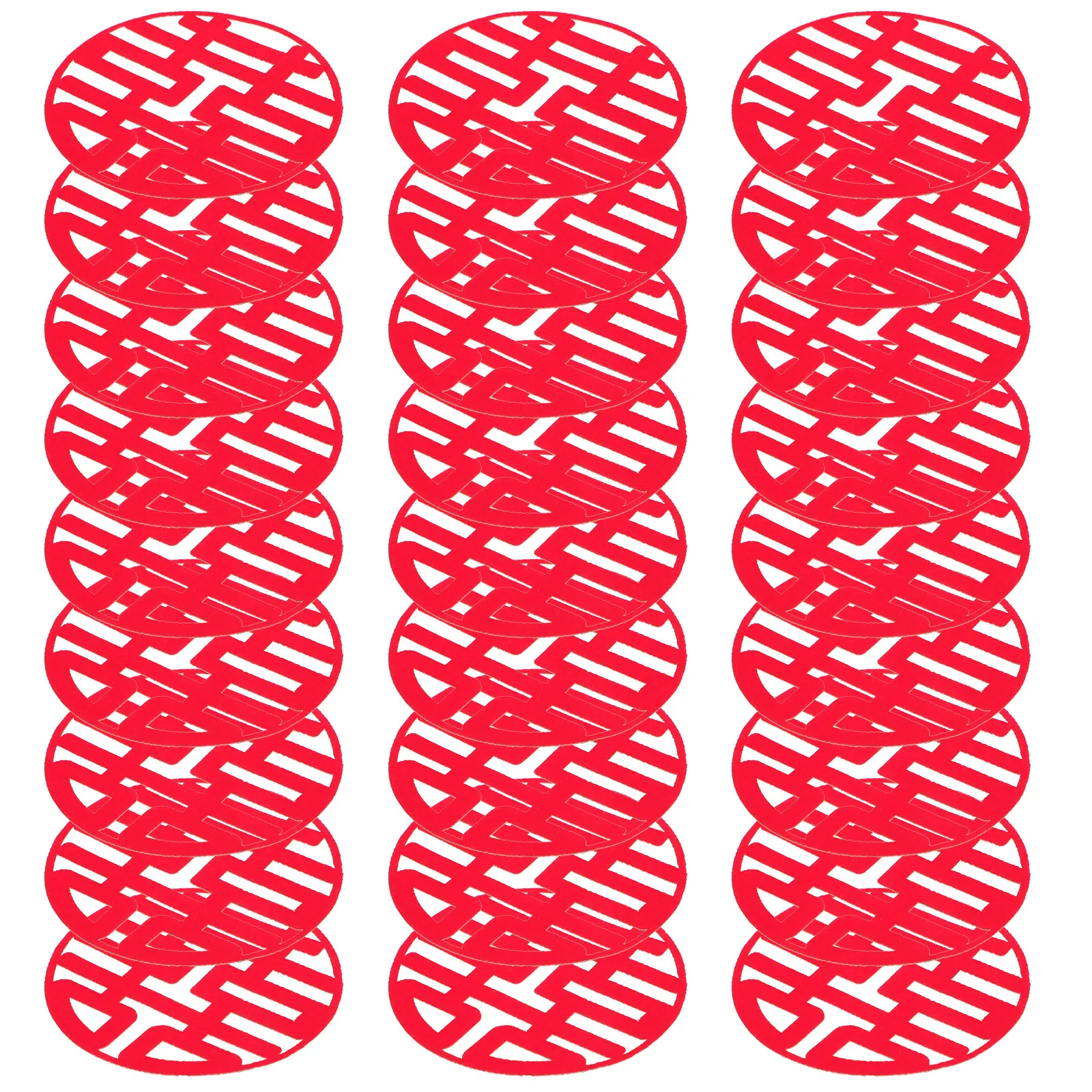 30Pcs Chinese Wedding Paper-Cut Red Non-Woven Happiness Cut Stickers Wedding Door Decorations Traditional Xi Symbol Confetti