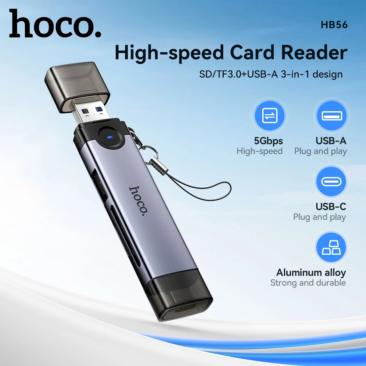 HB56 Card Reader USB C & USB3.0 to SD Micro SD TF Memory Card Device 480MB/s 2TB Smart Cardreader For Laptop Accessories