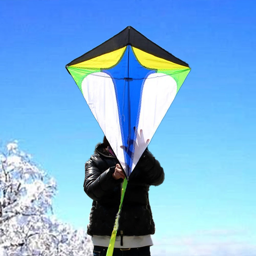 Diamond Shaped Kite with Long Tail Colorful Flight Kite Easy To Fly Primary Stunt Kite Enhance Coordination for Children Kids