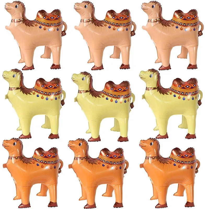 

3pcs 4D Walking Alpaca Camel Foil Balloons Jungle Animal Balloons Desert Camel Theme Birthday Party Decorations Home Decors Toys