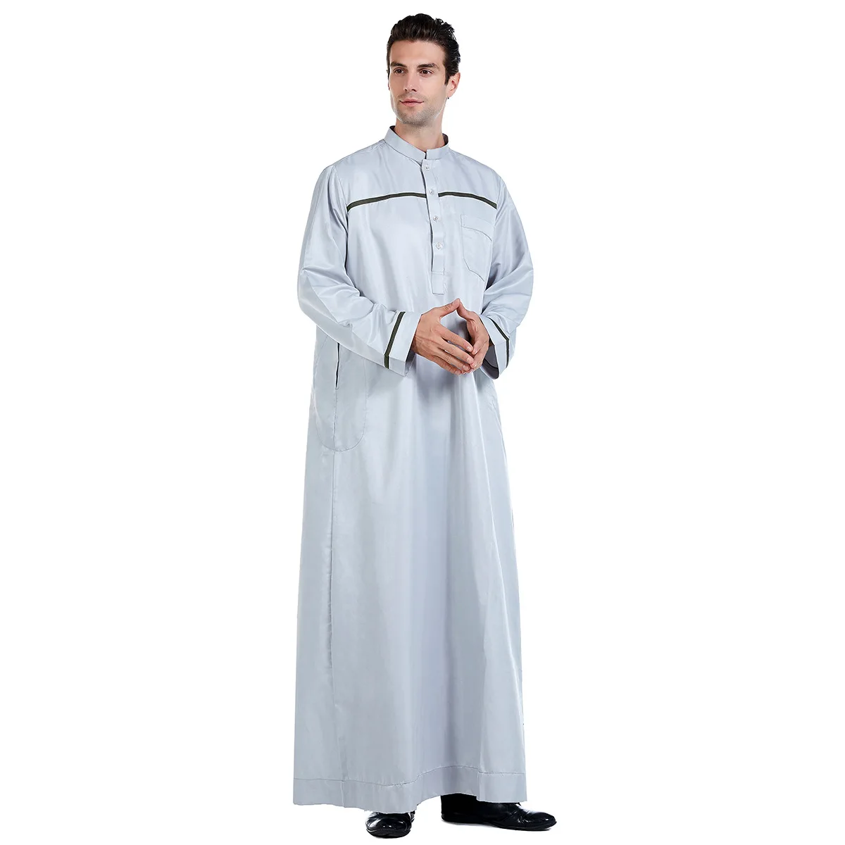 Vêtements musulmans pour hommes, Thobe Jubba, Robe Kimono imprimée à boutons, Vêtements saoudiens, Abaya, Vêtements arabes de Dubaï