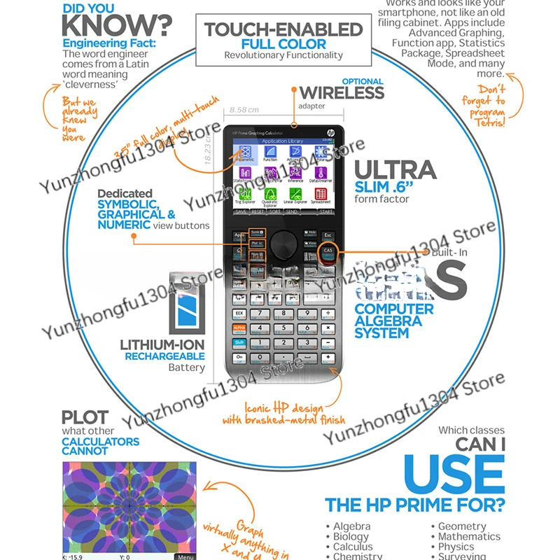 Calculator V-1 Prime 3.5-inch touch color screen V-2 graphic calculator SAT/AP/IB transparent calculator teacher supplies