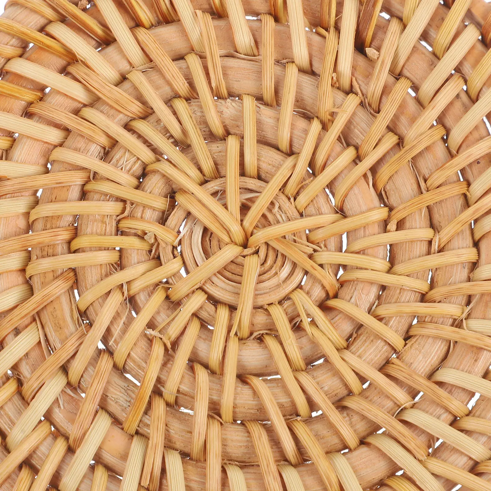 6Pcs Woven Rattan Coasters Round Heat Insulation Cup Mats Eco Friendly Handmade Coaster Set for Kitchen Dining Room Wedding