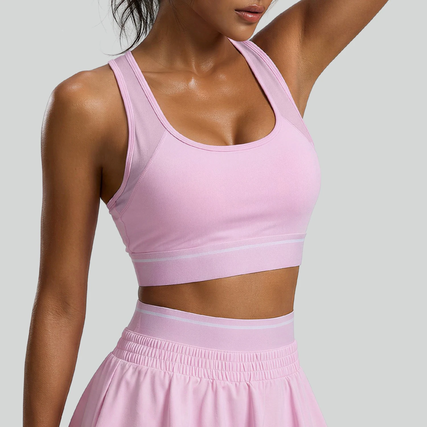 Women Running Sports Bra Racerback Sports Bra High Support Open Back Yoga Slim Fit Fitness Pilates Tank Top With Removable Pads
