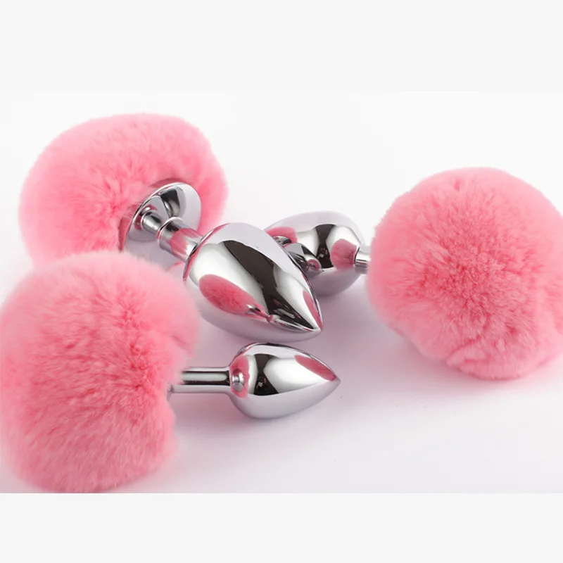 Mini Bunny Tail Butt Plug Cosplay Anal Beads Metal Butt Plug BDSM Beginner Anal Plug Massage Balls Sex Toys for Men Women