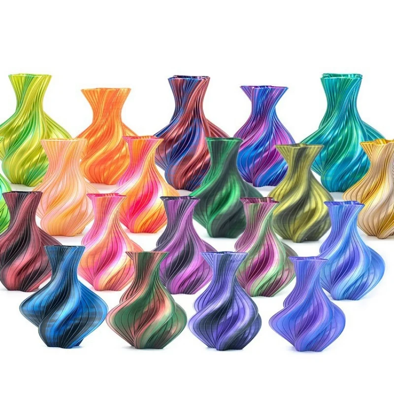 Silk Tricolor Laser PLA 3D Printer Filament, Gold-Blue-Magenta, Multi-Color Shift, 1KG Spool