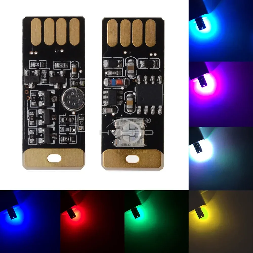 Car USB Dome Reading Light Music-Activated Dimmable RGB Led 5V Atmosphere Decorative Emergency Voice Trunk Interior Ambient Lamp