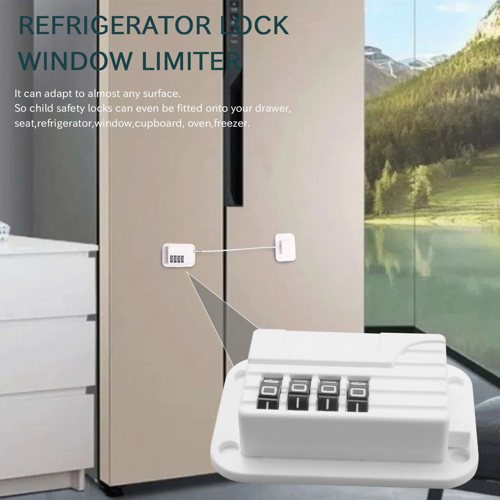 Cerradura de ventana con contraseña mejorada Cerradura de seguridad para niños Protección para bebés Cerradura de refrigerador para niños Cerraduras limitadoras de gabinete de puerta-Blanco