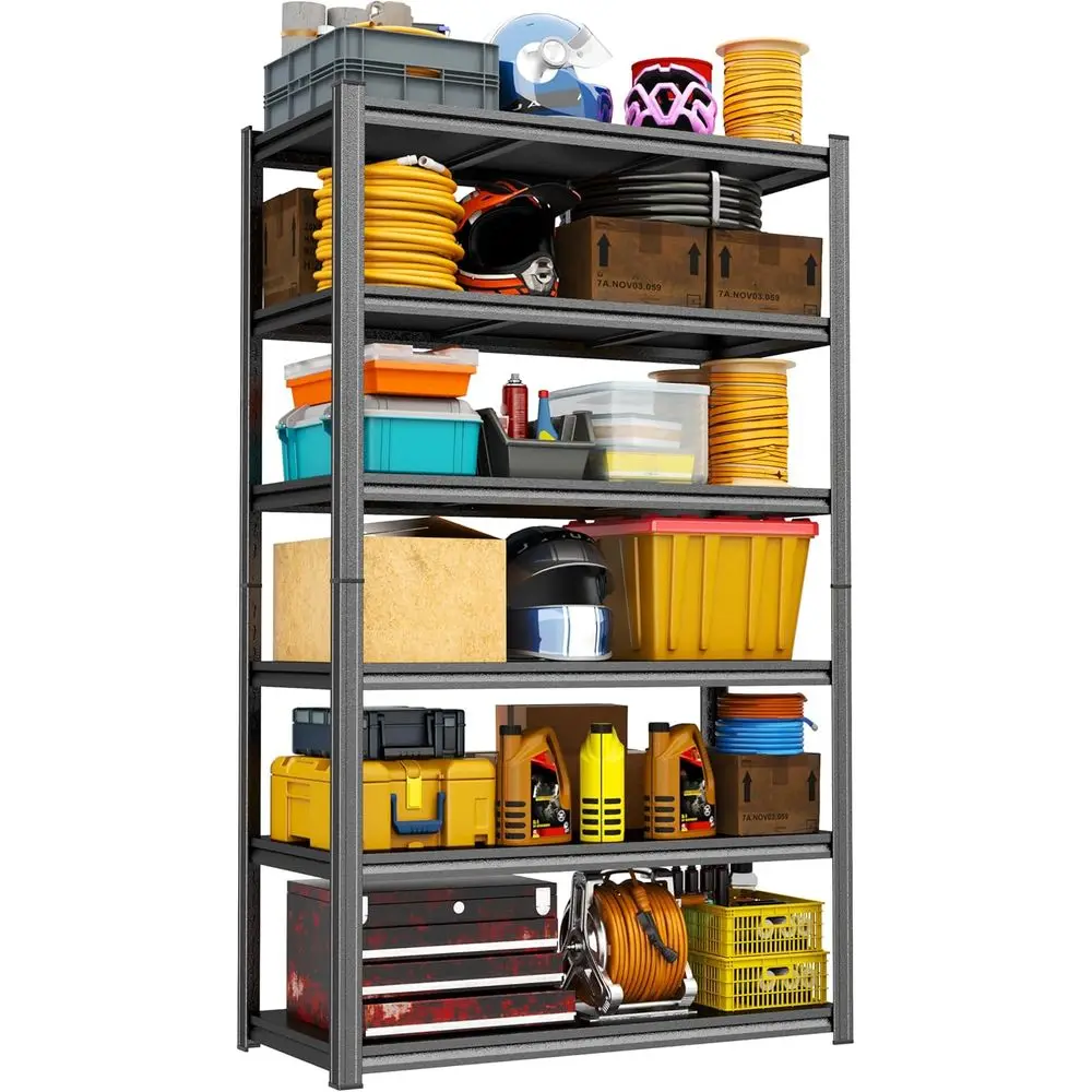 

6-Tier 82"H×39.4"W×15.7"D Metal Shelving, 3000LBS Adjustable Storage Rack for Basement Warehouse Pantry Closet Kitchen, Black