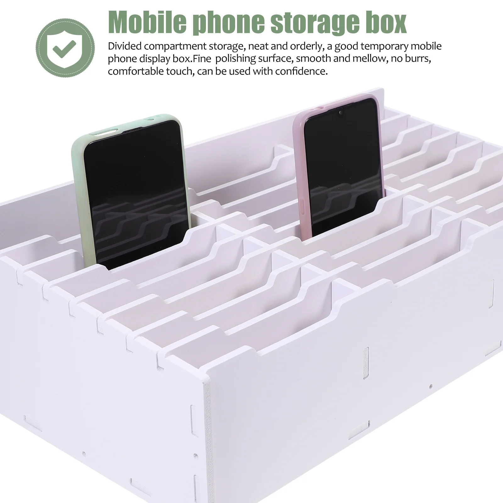 Multi-Grid Storage Box Desktop Organizer Classroom Cell Phone Holder Wooden Phone Management Box Desk Storage Case