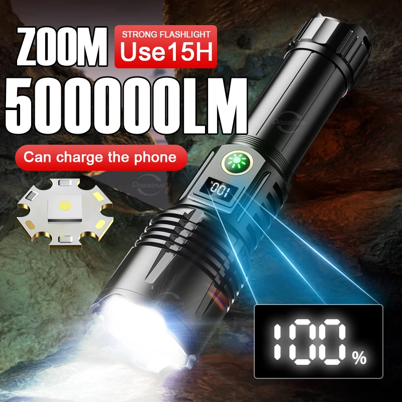 High Power Led Flashlighs 5000mAh USB Rechargeable Torch World\'s Most Powerful Flashlight 3000M Long Range Camping Hand Lantern