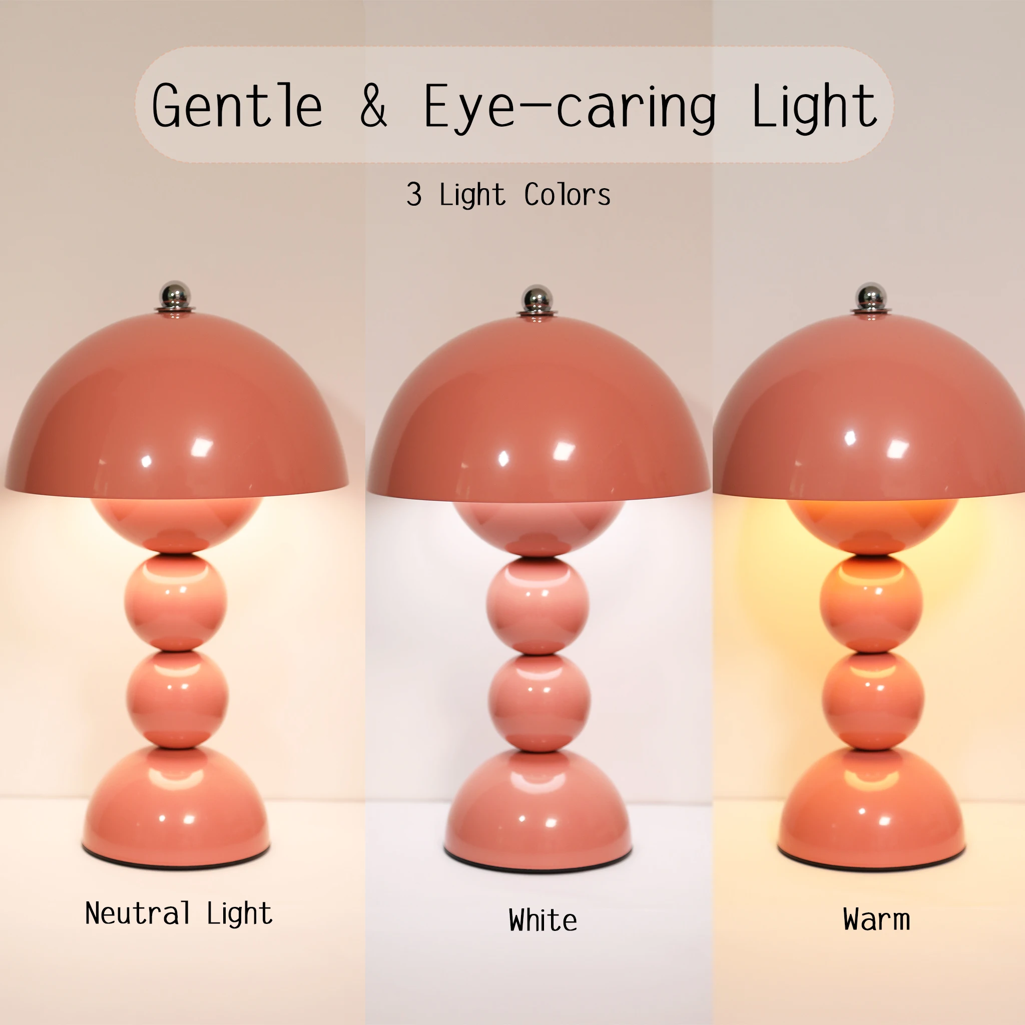Ins Cream Style Pilz-Tischlampe, Virale Vintage-Blasenform Ambientebeleuchtung, 3 Farben erhältlich: Pink/Himmelblau/Weinrot, Augenschonend – Detail 2