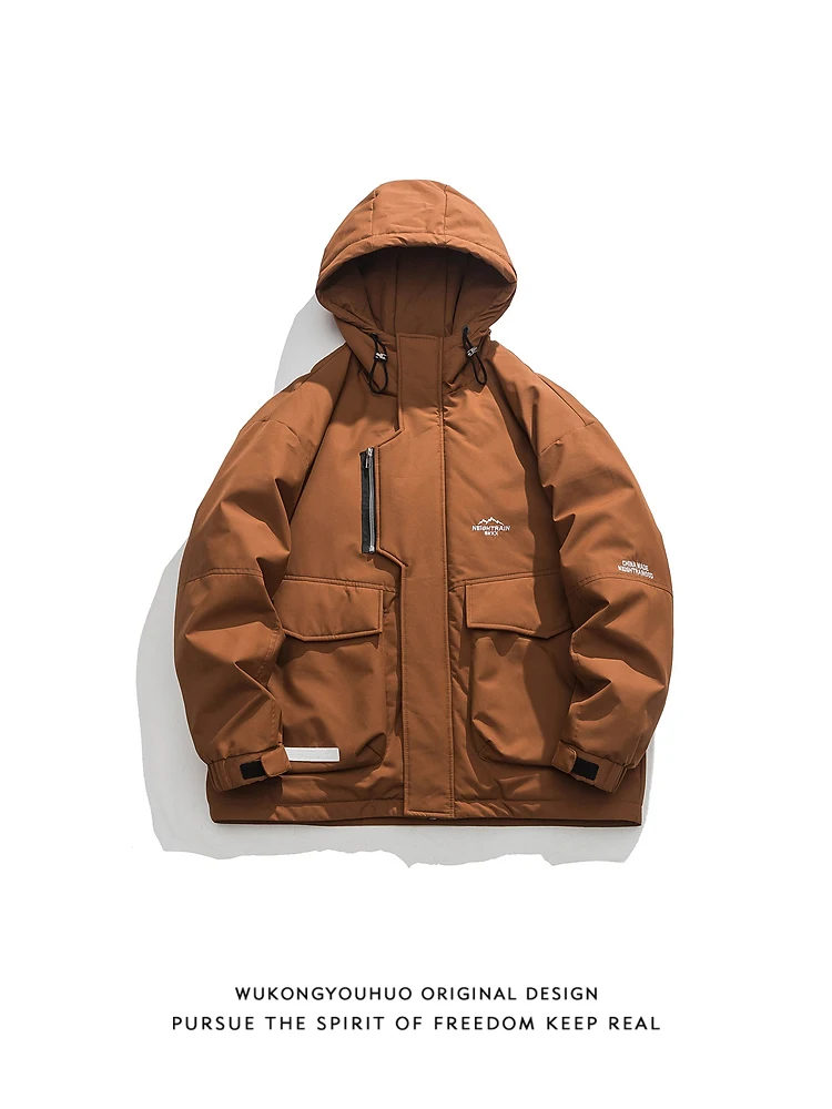 

Warmth Du down Hooded Jaet Men's Large Size Workwear Sle Retro Design Winter Outerwear Youth Faion Ci Casual Wear