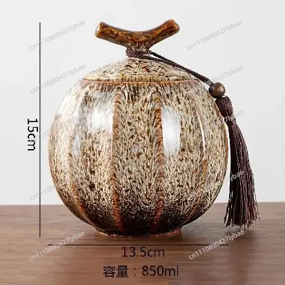 Kiln Changes Ceramic Tea Can Tea Caddy Moisture Proof Sealed Jar Storage Candy Jar Teas Containers Storage Box Organizer
