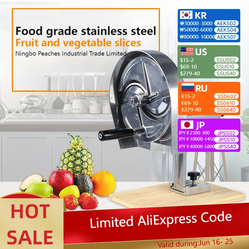 

Hand-Cranked Lemon Slicer Food Grade Stainless Steel Fruit And Vegetable Cutter for Commercial And Household Use Potato Slicer