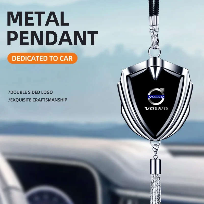 

3D Metal Logo Badge Car Rear View Mirror Pendant Ornament For Volvo BMW M Mercedes Benz AMG Audi Sline Mazda Opel Nismo Nissan