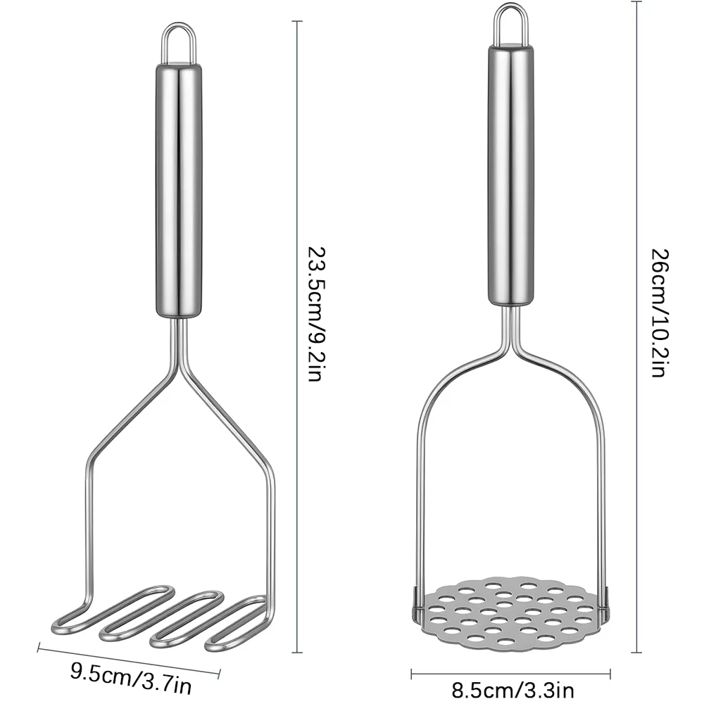 2 قطعة/المجموعة دائم الفولاذ المقاوم للصدأ موجة البطاطس مهروسة مع قبضة الراحة دليل كسارة الطعام أداة الطبخ اكسسوارات المطبخ