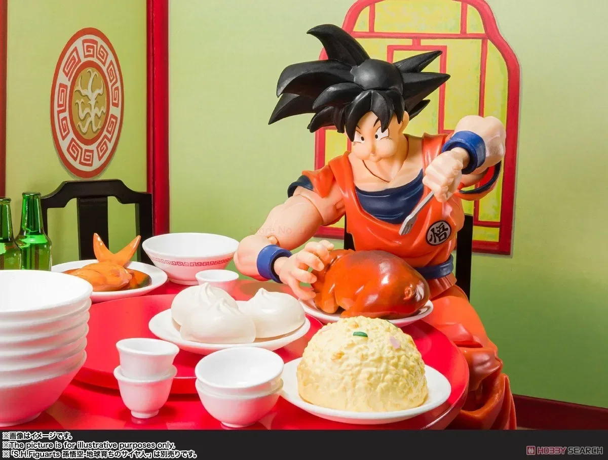 Bandai-Dragon Ball Goku TUNIBuster Set, Table à cocktail, Table à manger, Riz frit, Cochon rôti, Scène Anime Action Figure, En stock