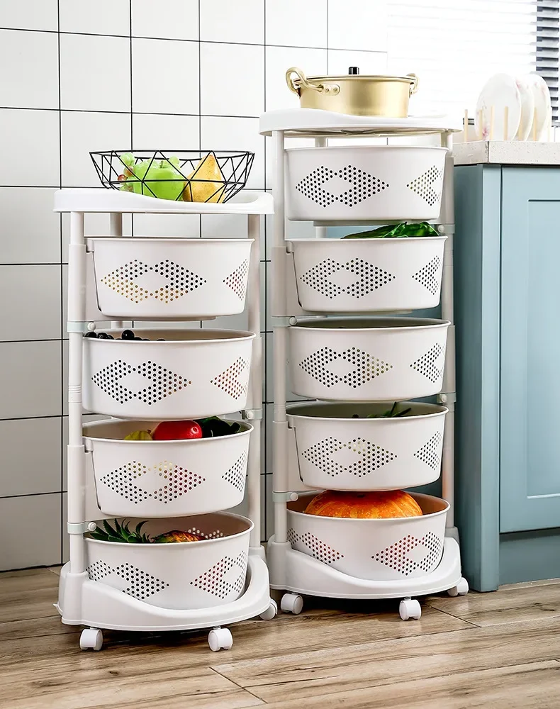 Kitchen Shelf Floor Multi-storey Living Room Home Function Put Fruit And Vegetable Basket Shelving