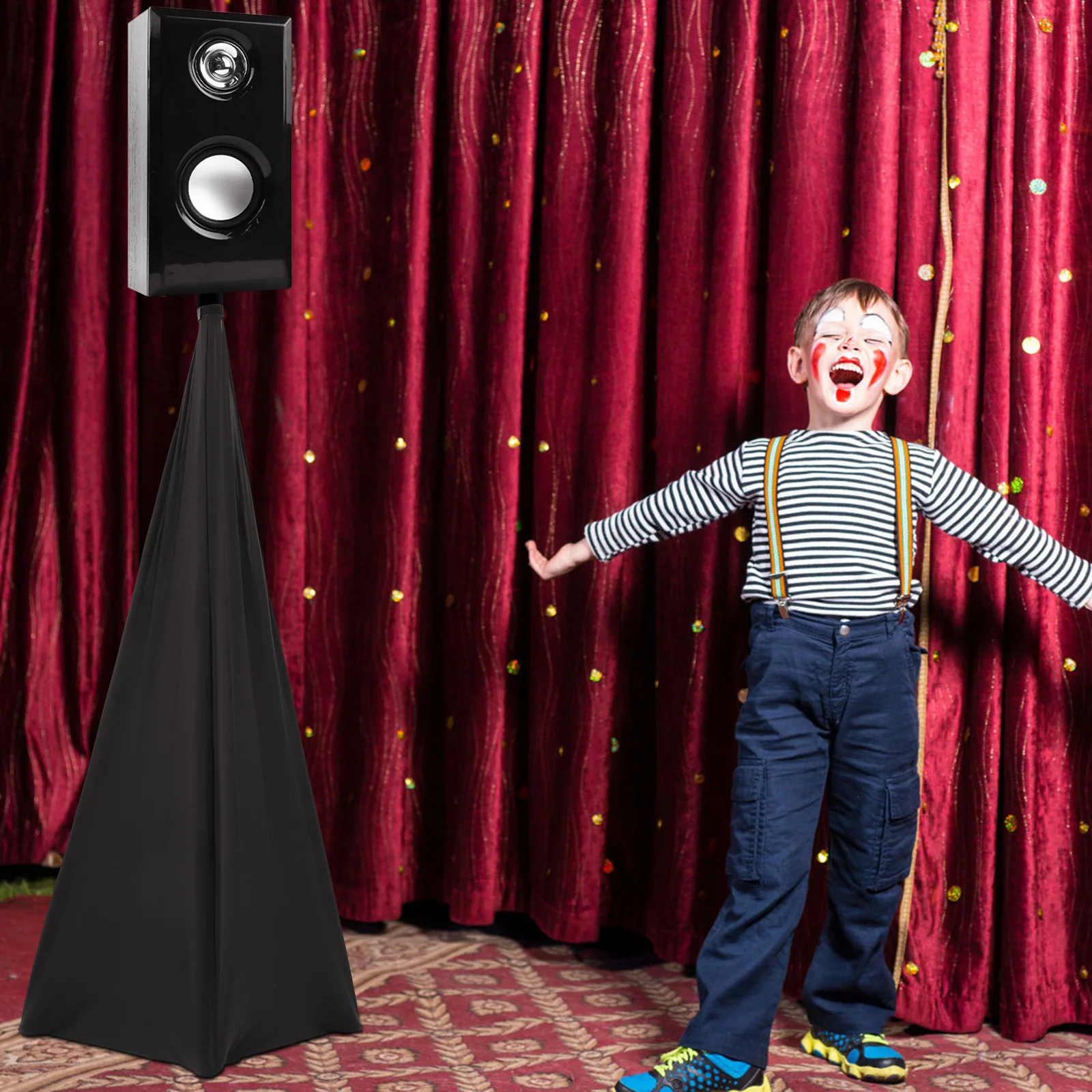 

Speaker Stand Cover Polyester Fabric Portable Two-Sided Elastic Stage Accessory For Live Show Band Use Durable Cover