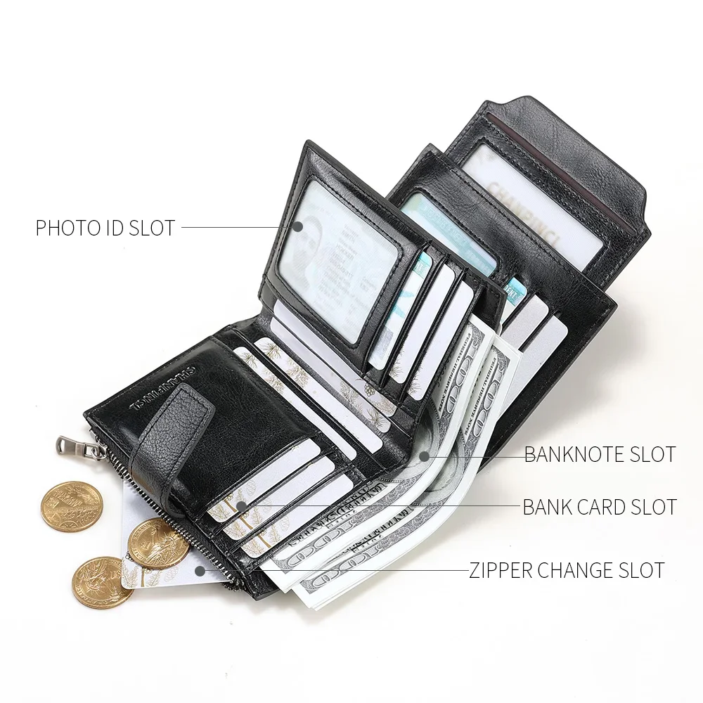 CHANPINCL Luxury Men Wallet Genuine Cow Leather Original 16 Card Slots Short Vertical Driver License First Layer Cowhide Bag