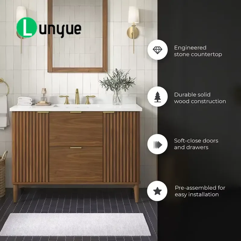 Modern 48 Inch Rectangle Bathroom Vanity Floor Standing Cabinet with Drawers Fashionable Storage Furniture for Home Bathroom