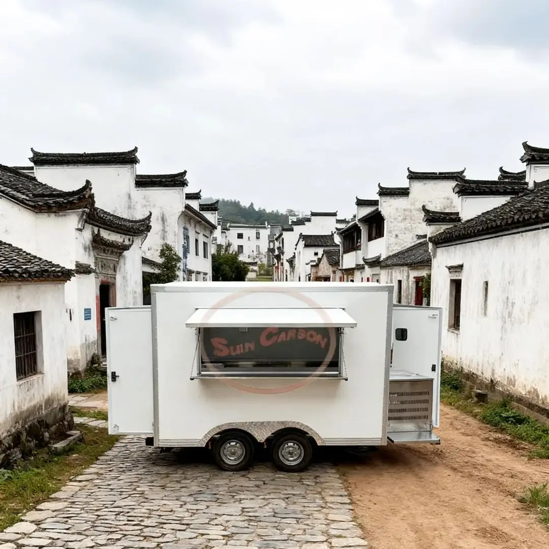 Customizable Stainless Steel Towing Food Trailer Outdoor Commercial Snack Cart Mobile Street Vendor Truck Durable Version