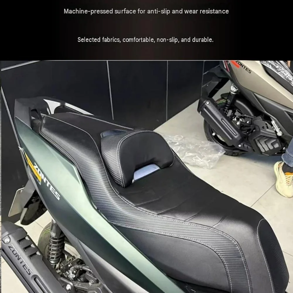 Custom seat assembly for ZONTES 150X/175X; effectively shifts seating position 4cm rearward; non-destructive installation.