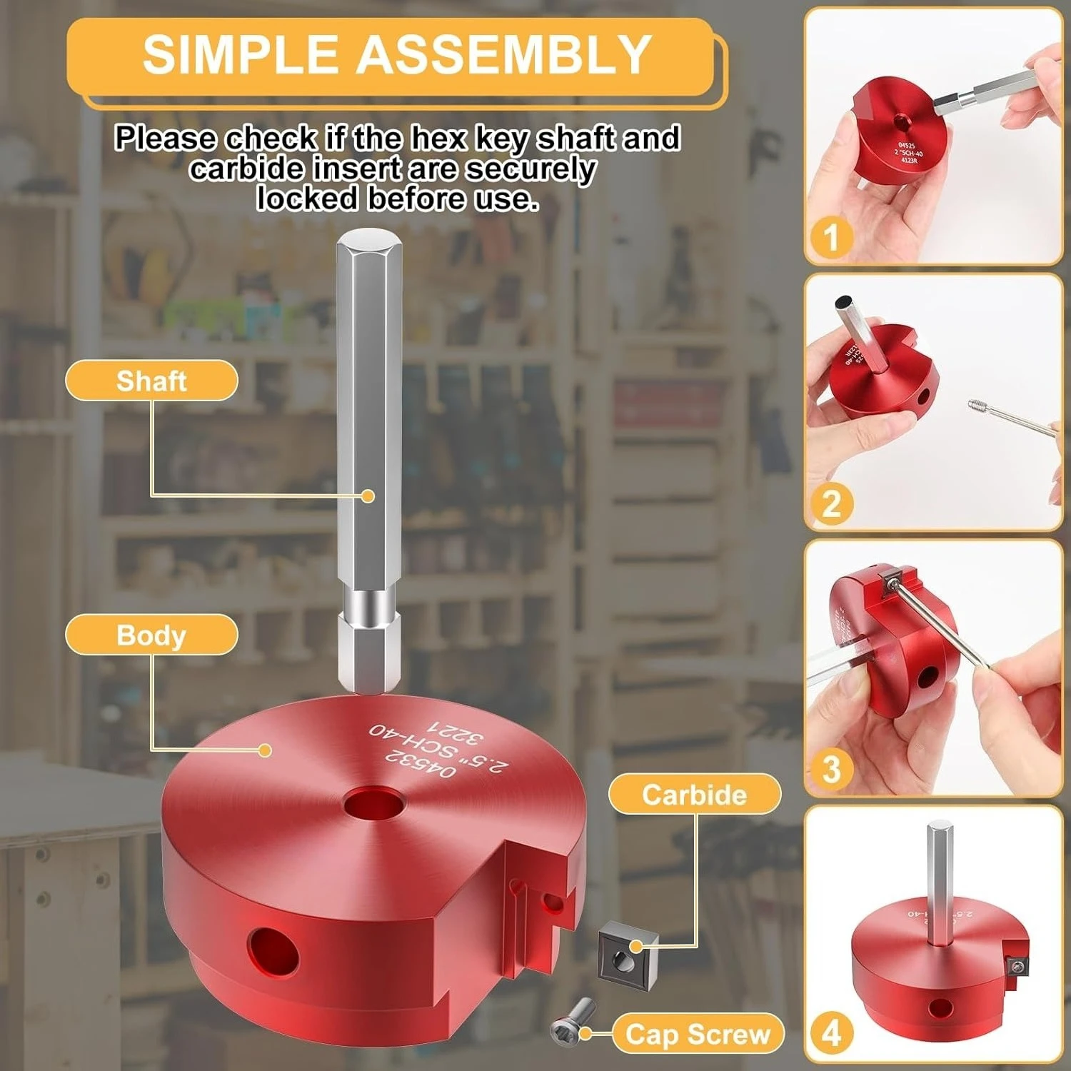 PVC Pipe Reamer Fitting Saver for SCH40 Includes 1/2 Inch 3/4 Inch 1 Inch 1-1/4inch 1-1/2inch 2inch 2-1/2inch Head Aluminum
