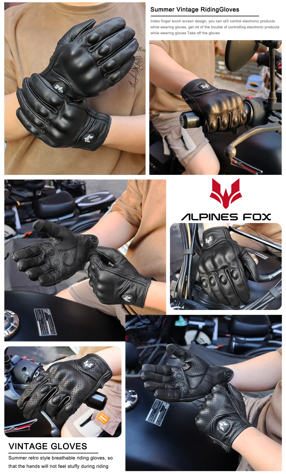 Vintage Ziegenleder Motorradhandschuhe Sommer Herren Gelb Retro Leder Motorradfahrer Guantes Motorrad Motocross Handschuh M-XXL – Detail 22