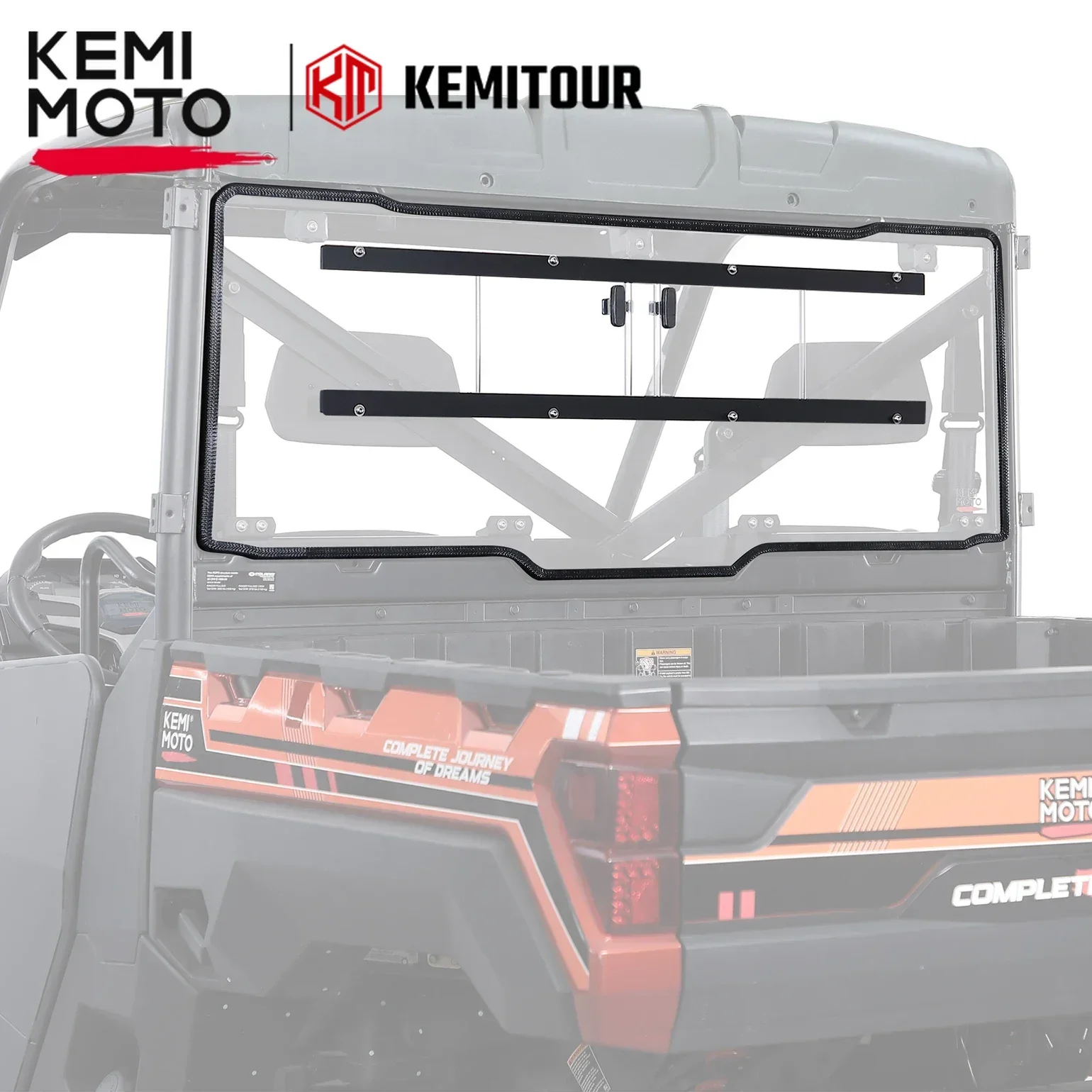 KEMIMOTO UTV Hard PC Rear Windshield Defrost Sliding Vents Compatible with Polaris Ranger XP 1000 / 1000 / 900 XP 2013-2024