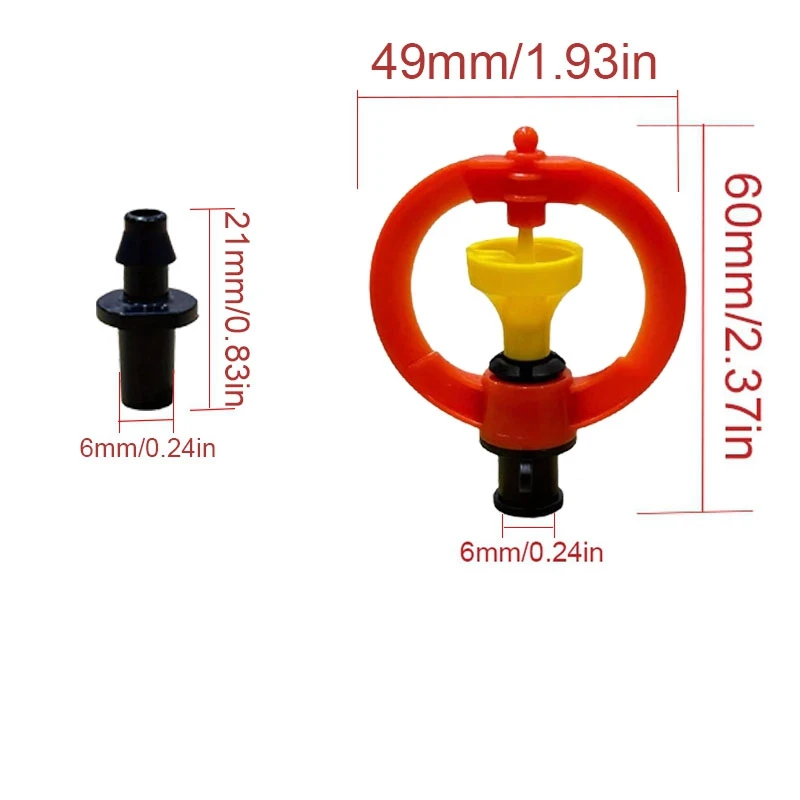 360 Refraction Micro Nozzle Garden Drip Irrigation Misting System Hanging Humidifier Sprayer w 4/7mm Barb