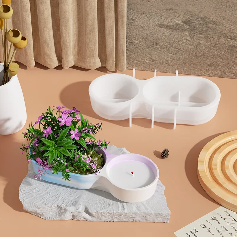 Plaster Candle Aroma Cup Silicone Mold DIY Succulent Flower Pot Cement Gypsum Resin Molds Crafts Storage Box Mould Gift Making