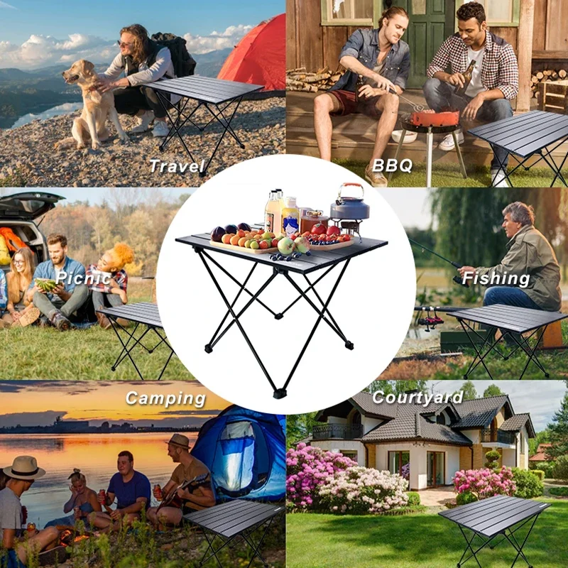 Table de camping pliante portable ultralégère, table de camping en plein air, randonnée quehiking, pique-nique, barbecue, pêche, bureau en aluminium