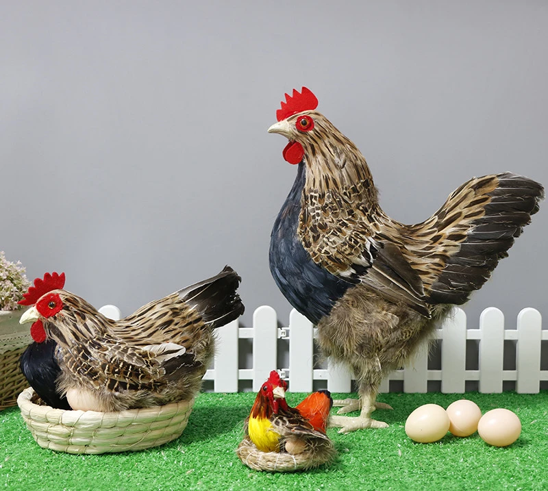 

Simulation Chicken Model Toy Fake Hen Big Cock Laying Eggs Doll Poultry Animal Ornaments Decoration Crafts Figurines Miniatures