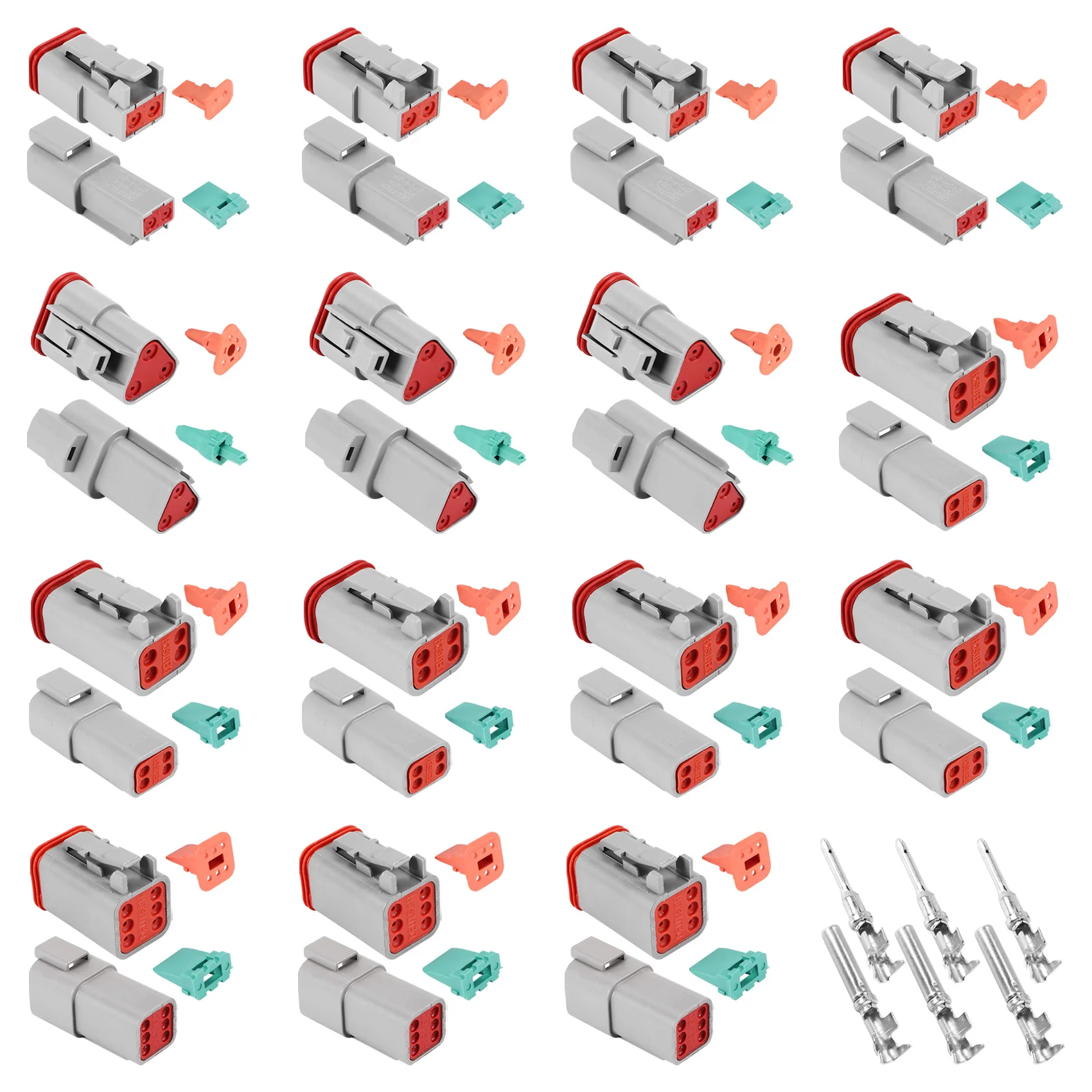 MLGB 140Pcs Deutsch DT Series Waterproof Wire Connector Kit DT06-2/3/4/6S DT04-2/3/4/6P Automotive Sealed Plug with Pins Box