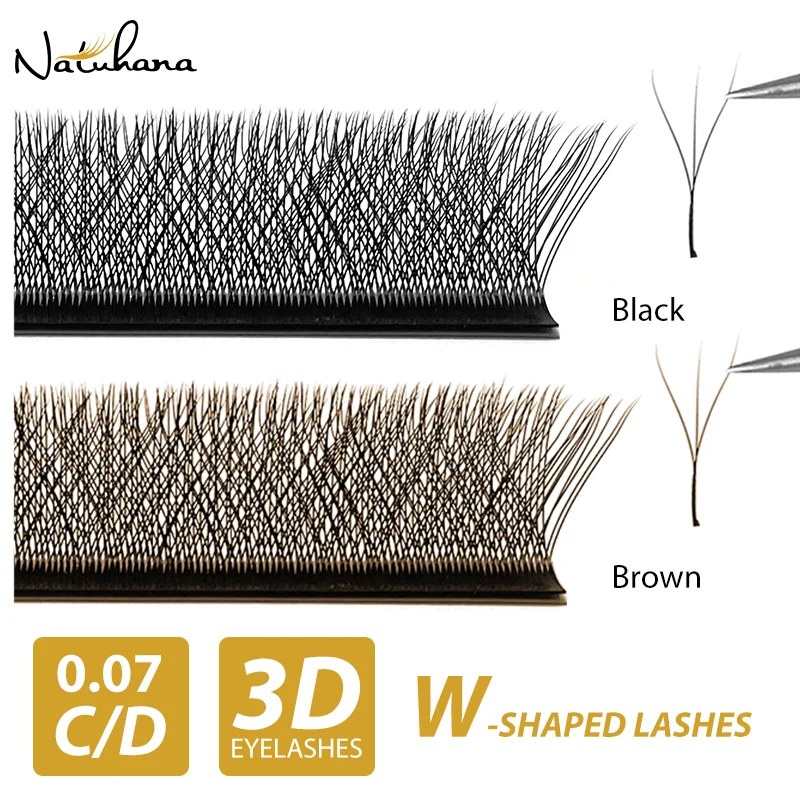 NATUHANA 3D przedłużanie rzęs w kształcie litery W gotowe wentylatory objętościowe W kształt rzęs naturalne miękkie sztuczne rzęsy do makijażu