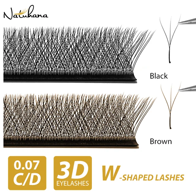 NATUHANA 3D przedłużanie rzęs w kształcie litery W gotowe wentylatory objętościowe W kształt rzęs naturalne miękkie sztuczne rzęsy do makijażu