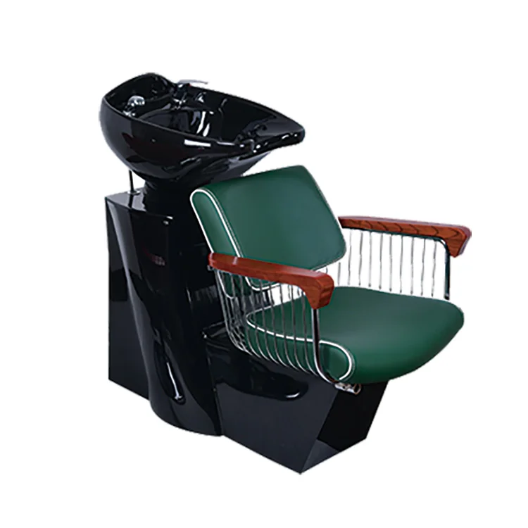 

Classic Genre Hair Reclining Hairdresser Chair Basin with Waterproof Leather Barber Salon Shampoo Chairs