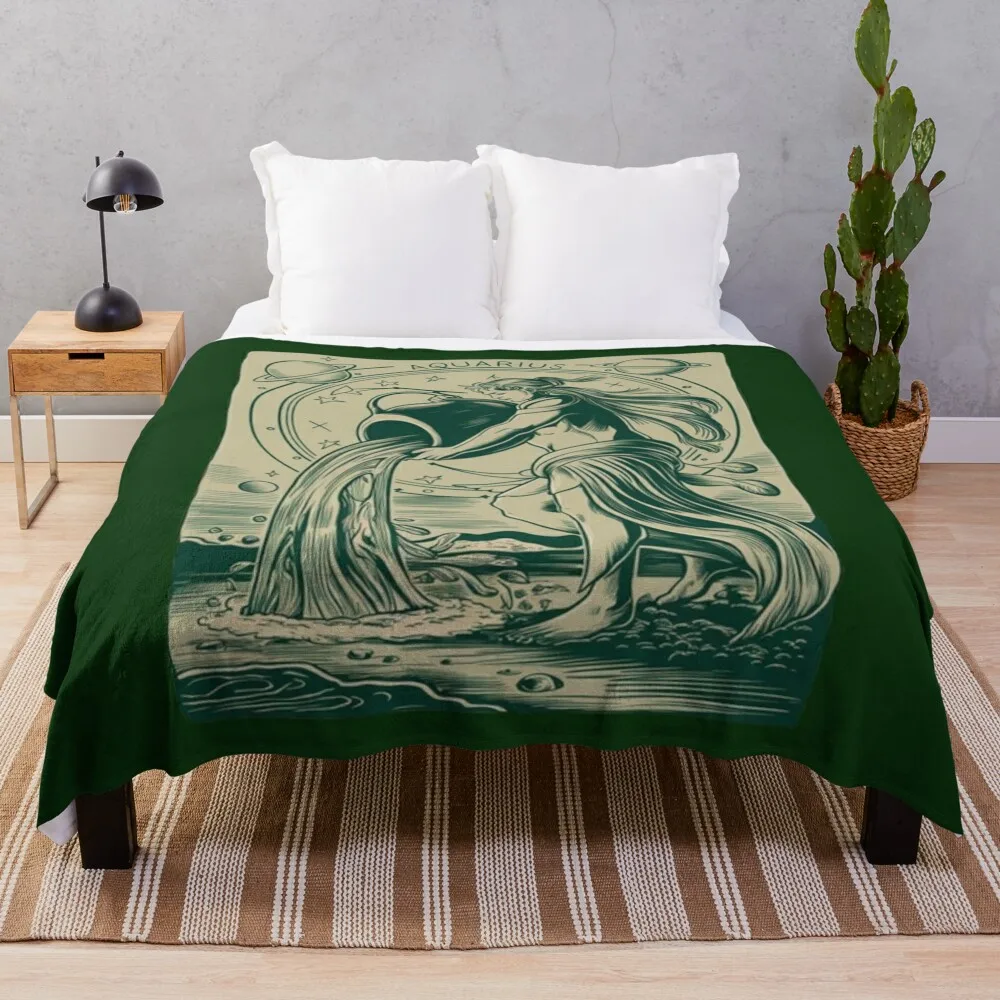 Aquarius Zodiac sign  Throw Blanket Sofa Retros Blankets