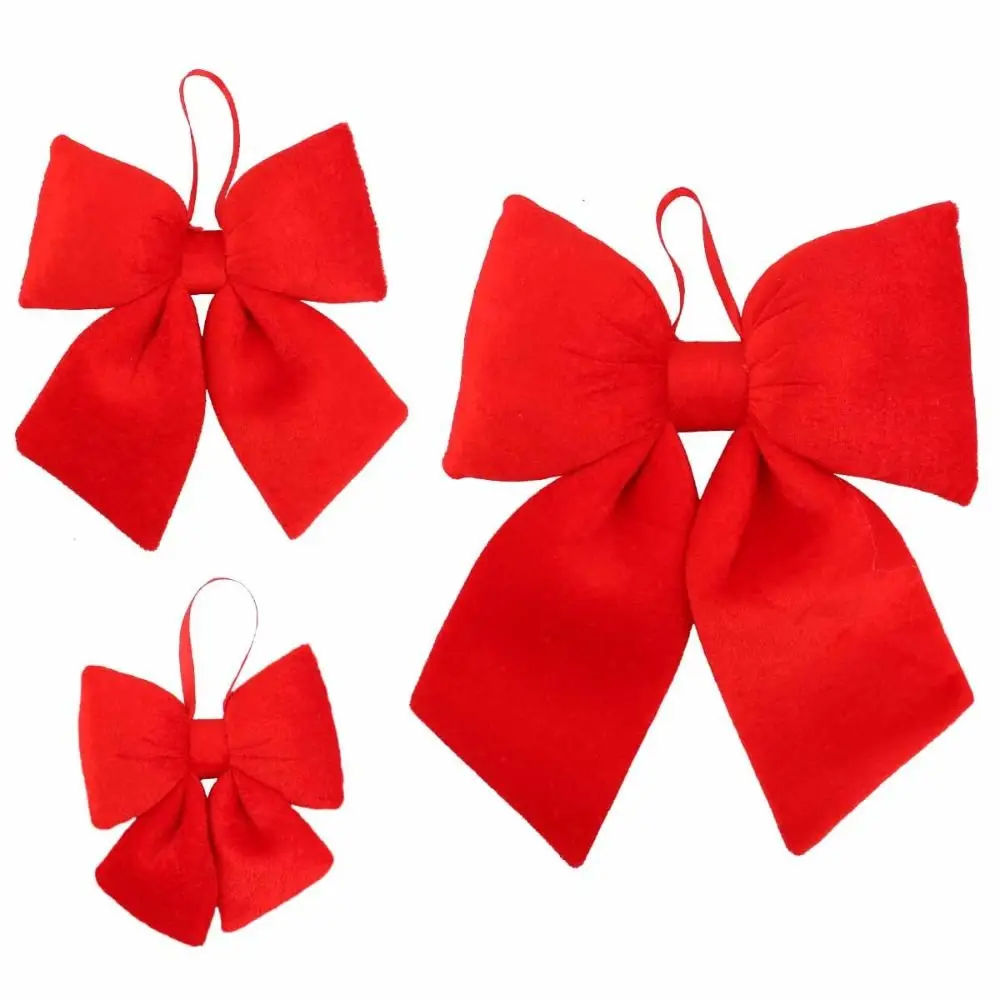 Hanging Ornament Red Christmas Bow Reusable DIY Xmas Tree Bowknot Pendant Large Size Flannelette Christmas Tree Decorations