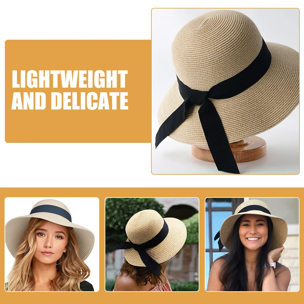 

Wide Edge Straw Sun for Women Beach Summer Large Brim Bucket Hat Foldable Lightweight Fisherman Hat Sun Protection