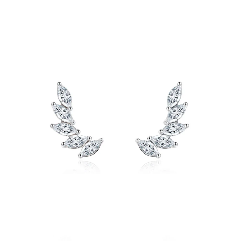

Apexelle Fashion Jewelry 925 Sterling Silver Stud Earrings For Women Wing Shaped Inlaid Zircon Ear Earring Fine Jewelry