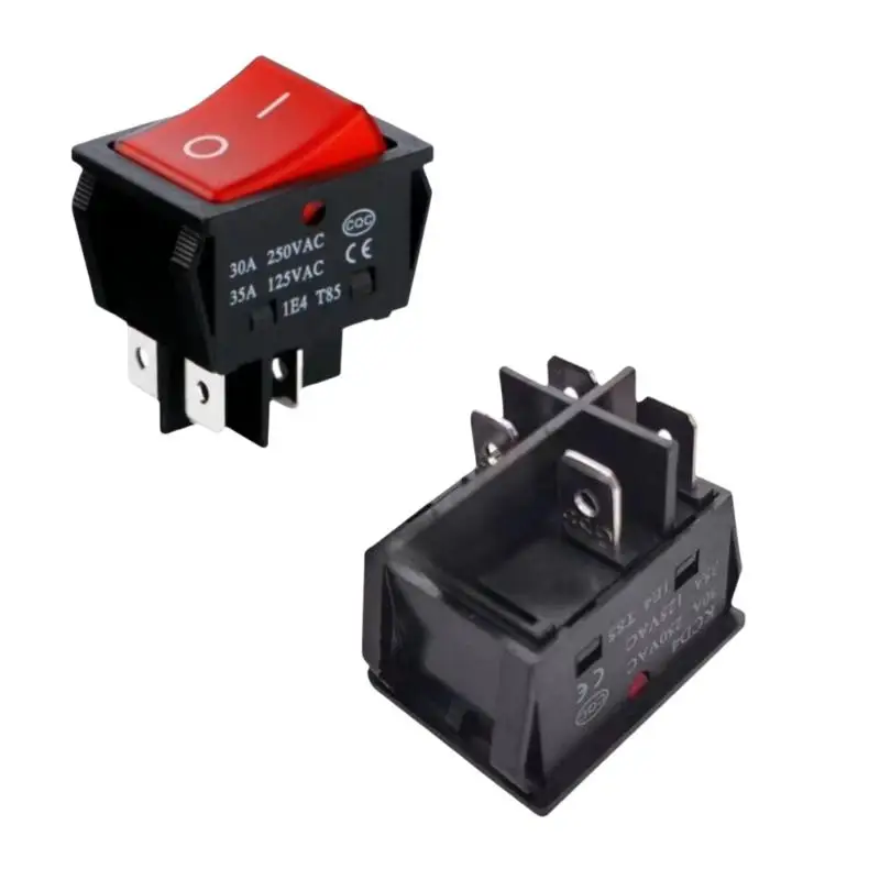 KCD4 Rocker Power Switch 30A 250V Red Copper 4/6Pin 1Pcs Durable Electrical Component for Welding Machine DIY Projects