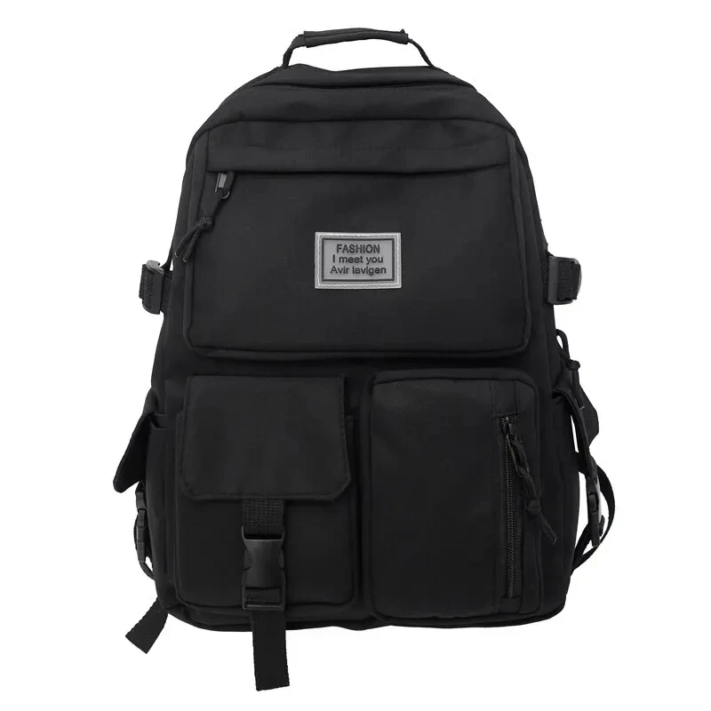 Hot Multi-pocket Men And Women Schoolbag Insert Buckle Laptop Backpack Large Capacity Casual Book Bags Simple Canvas School Bag